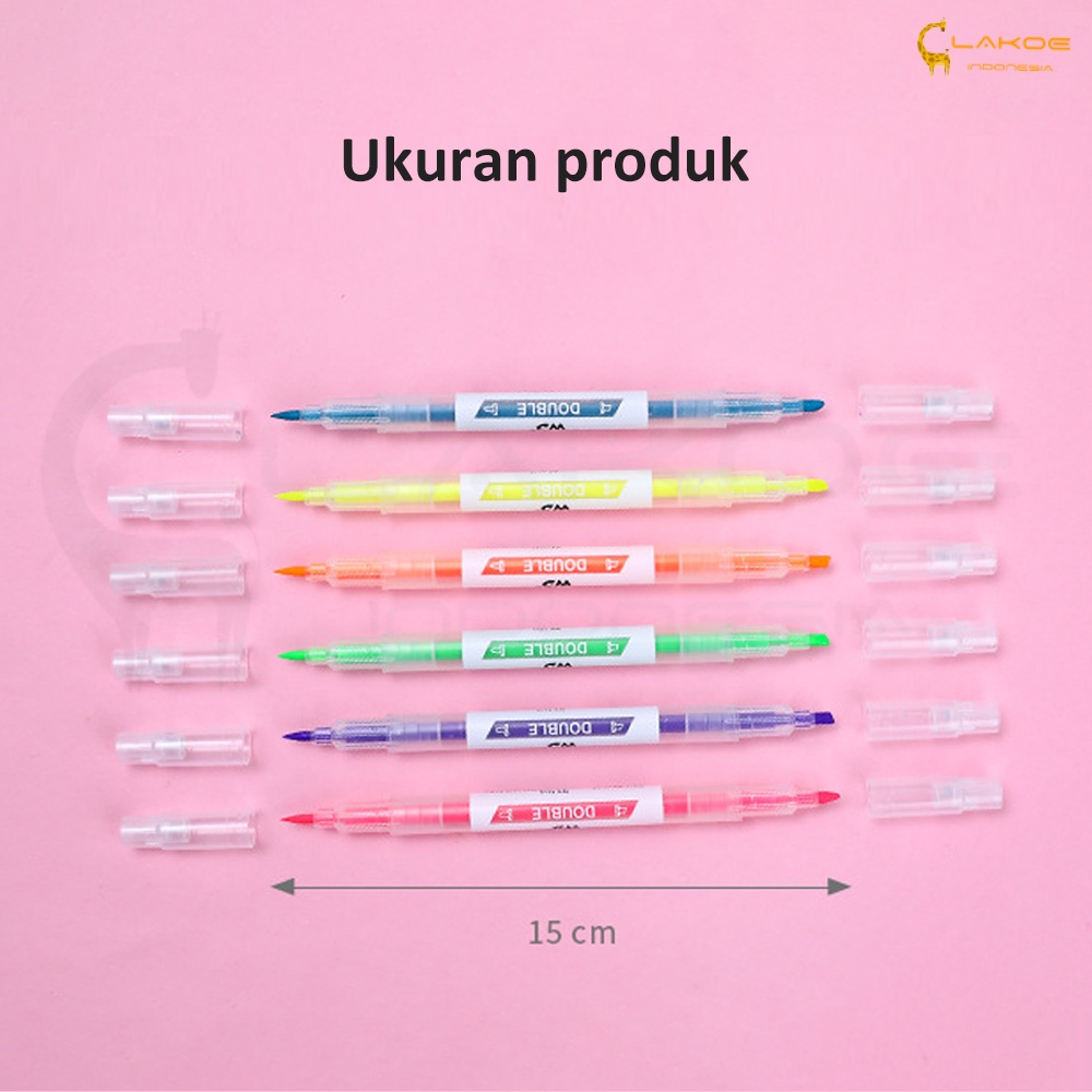 6PCS Stabilo Set highlighter pen Double Tip 6Warna