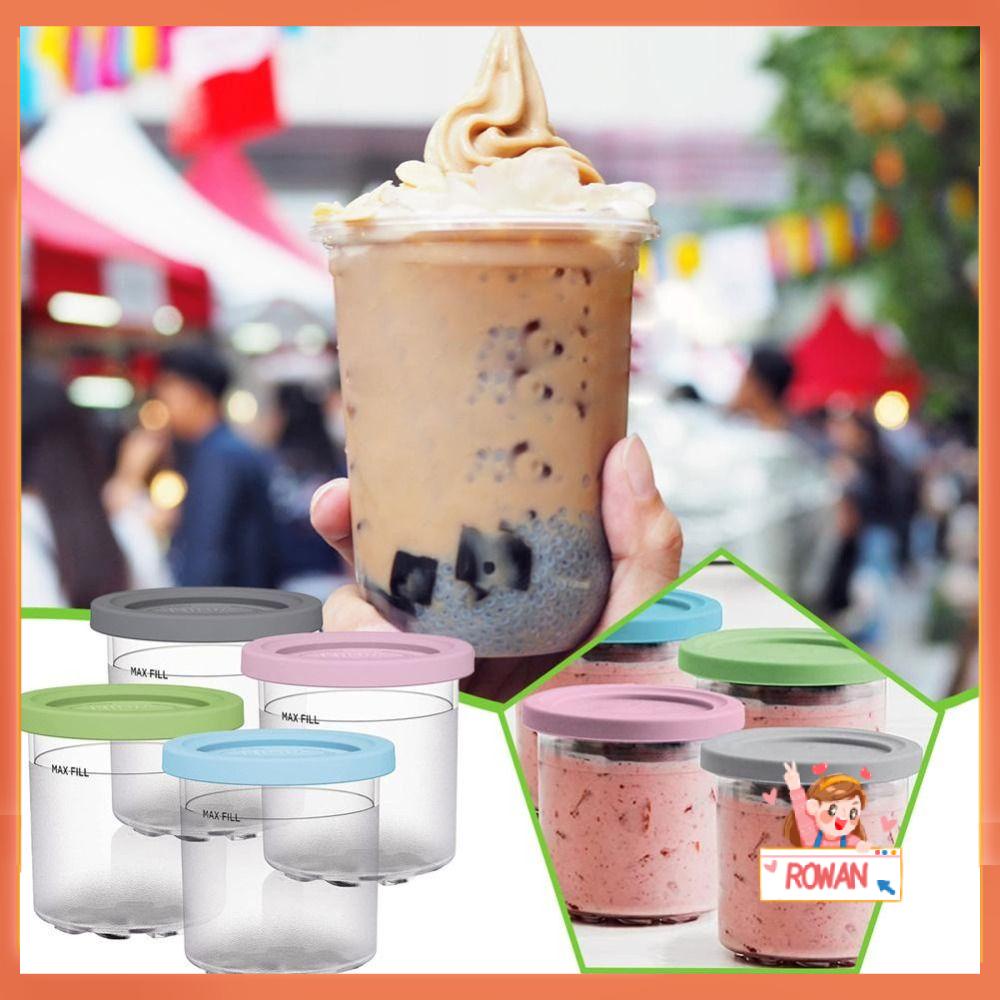 R-FLOWER 2/4pcs Ice Cream Pints Cup Kotak Botol Untuk NC301 NC300 NC299AM Toples Penyimpanan Gadget Dapur Untuk Ninja Creami Untuk Untuk Ninja