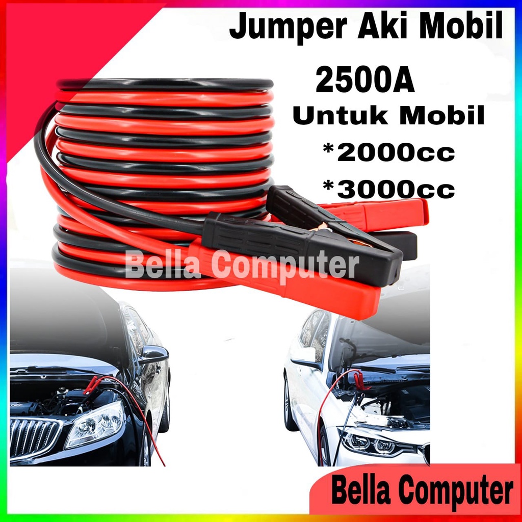 2500A Kabel Jumper Aki Copper 15mm² 6mm Small Medium Truck Over 3000cc 2000cc/Kabel Booster Kabel Jumper untuk Mobil Van Truk Mobil Jumper Baris Booster Kawat Tembaga