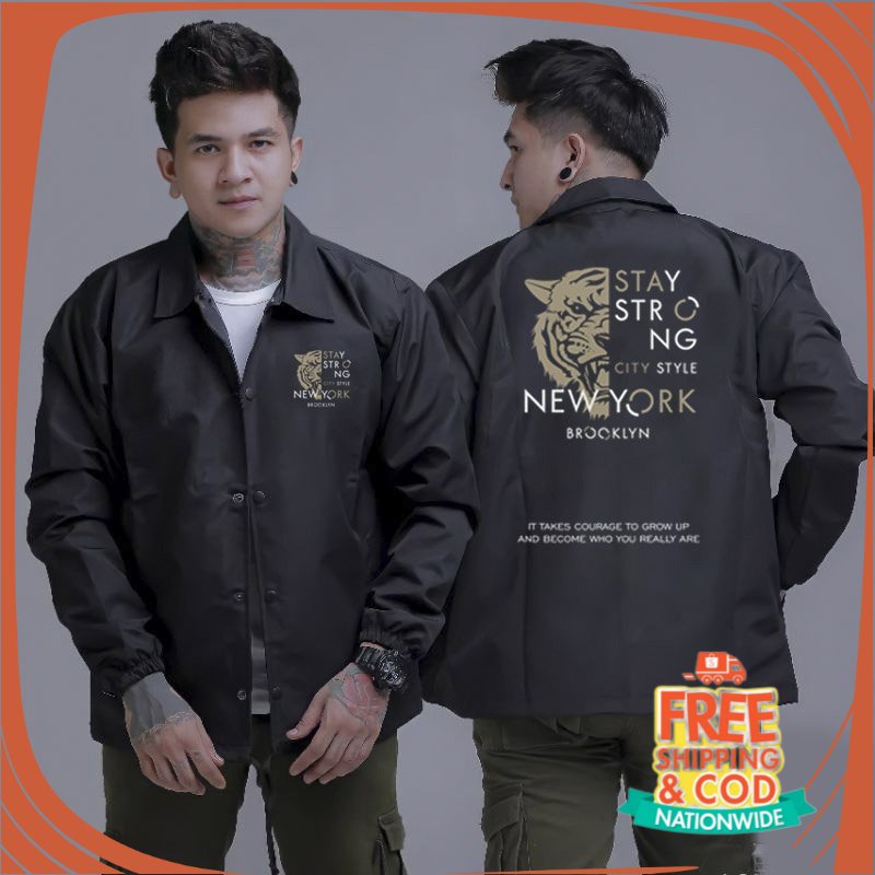 JAKET OOTD KONSER OOTD CAFE/ Jaket Coach Erigo Pria Apparel Tiger Hitam Parasut Remaja Kekinian Anti
