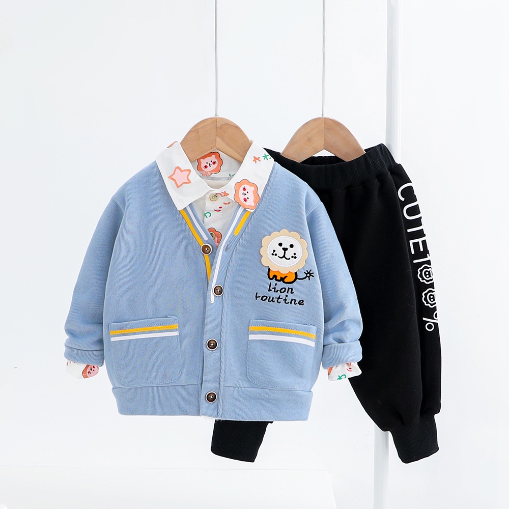 SCO-832 One Set 3IN1 Import INZHAGI / Hoodie Anak Laki Laki Import / Kemeja Anak Laki Import / Celan