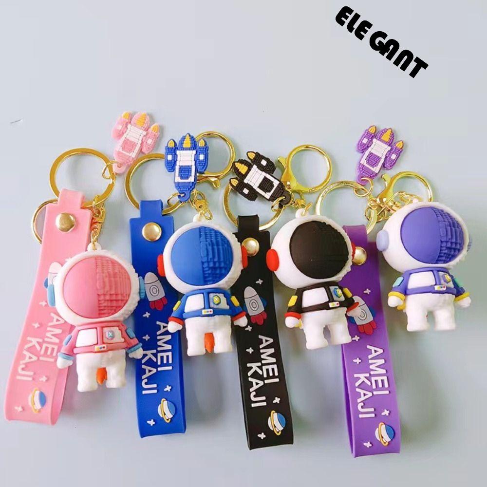 【 ELEGANT 】 Astronot Gantungan Kunci Fashion Silikon Kunci Aksesoris Ornamen Perhiasan Spaceman Pendant Car Keyring