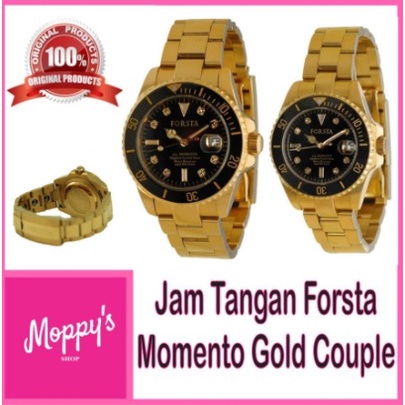 JAM TANGAN FORSTA 512 MOMENTO ALL GOLD COUPLE JAM TANGAN COUPLE PRIA WANITA ORI