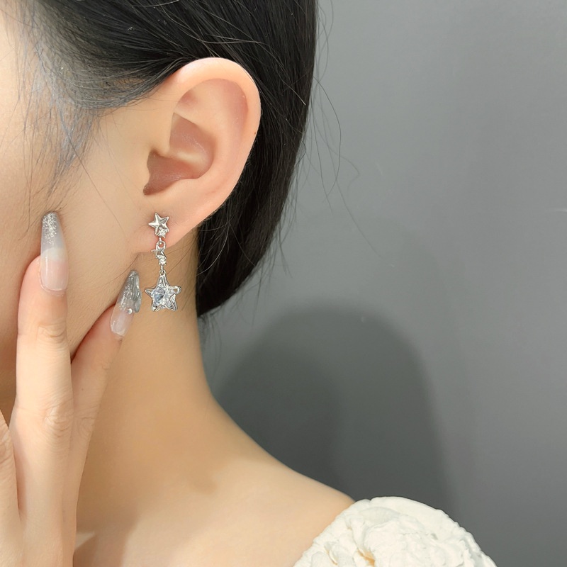 Aksesoris Anting Liontin Zirkon Bintang Temperamen Sederhana Halus