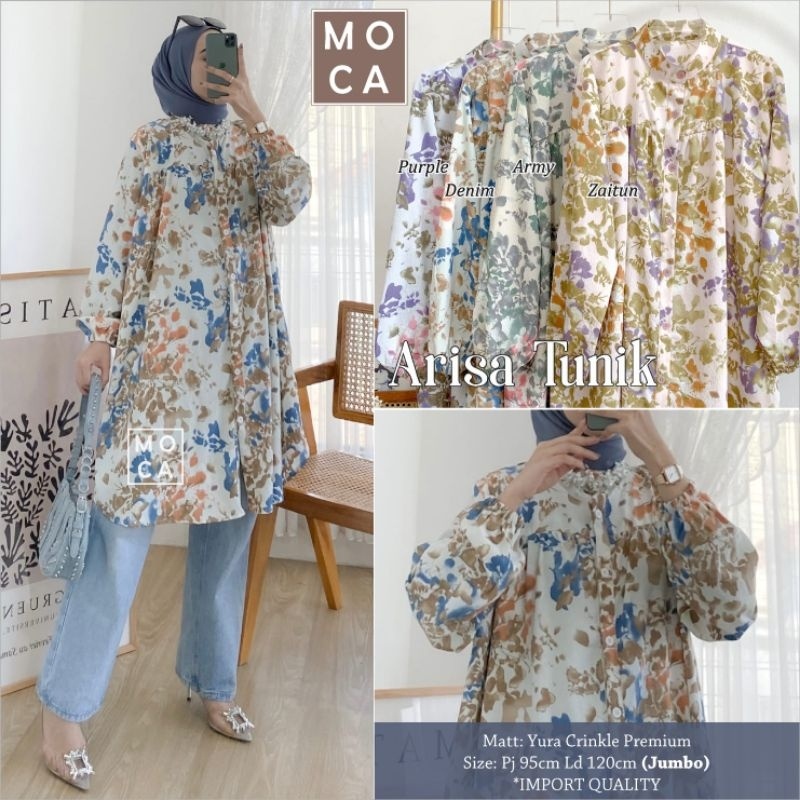 ARISA TUNIK Jumbo ORI MOCA | Ld120 Yura Crinkle Premium