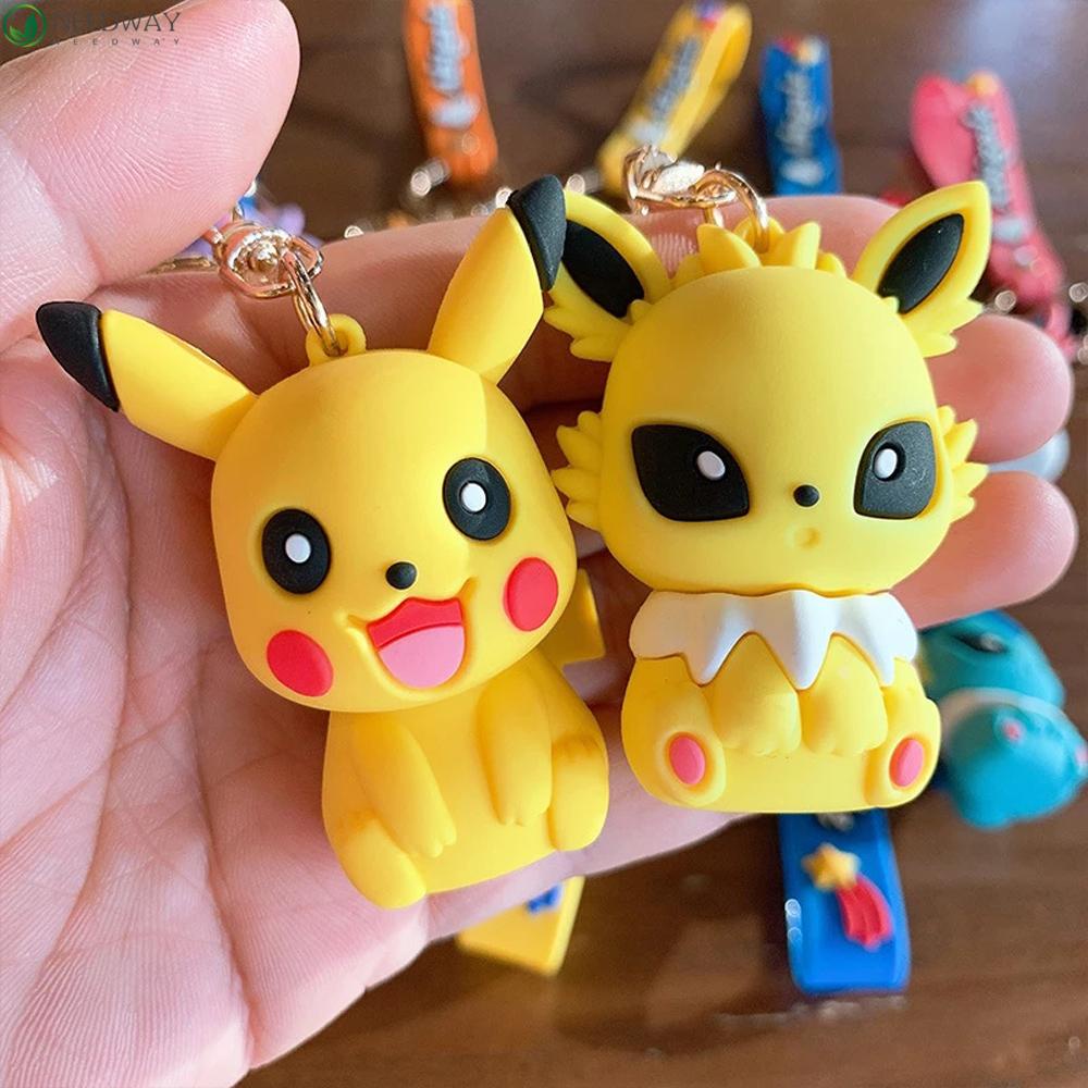 NEEDWAY Gantungan Kunci Pokemon Mainan Anak Model Kartun Boneka Anime Figure PVC Pikachu Action Figure