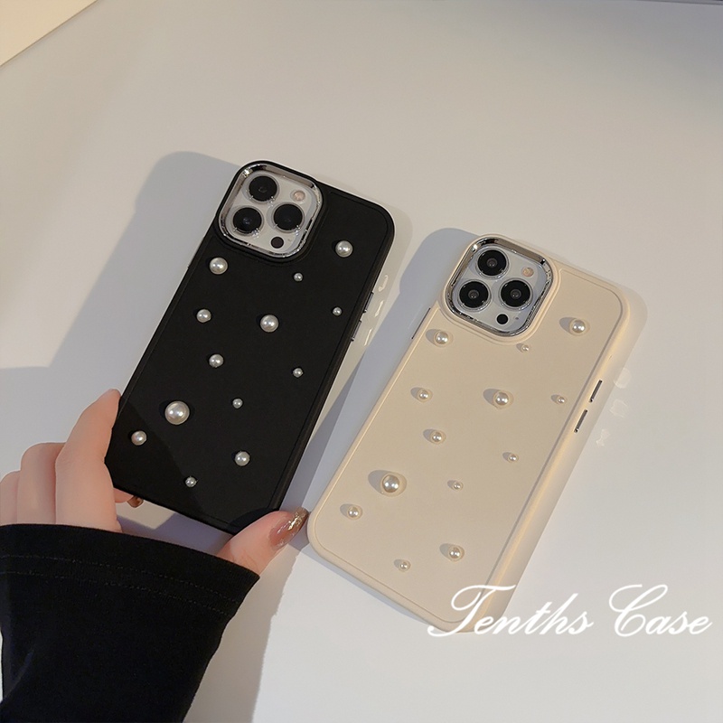 Kompatibel Untuk IPhone14 13 12 11 Pro Max8 7 6 6s Plus X Xr Xs Max SE 2020lapisan Penutup Belakang INS Gaya Canggih 3D Mutiara Kecil Casing Ponsel