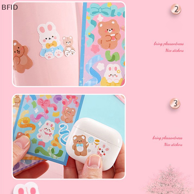 [BFID] 6lembar Kawaii Cute Shiny Photo Stiker Hias Kartun Dekorasi Jurnal Korea Tangan Akun Alat Tulis Pola Kecil [ID]