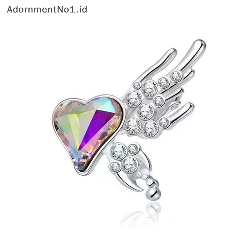 [AdornmentNo1] Fashion Colorful cinta hati sayap anting paduan klip tulang Trendy Punk lucu kristal berlian imitasi telinga manset untuk wanita gadis perhiasan