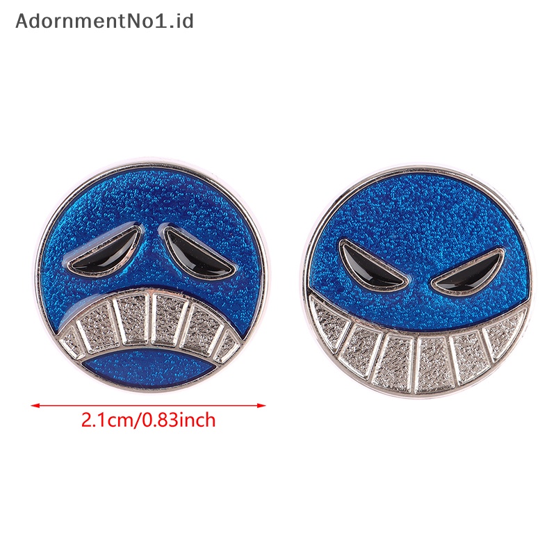 [AdornmentNo1] 2 pcsjapan Anime Pin Ace topi kerah Pin untuk tas ransel bros logam Pin Manga bros untuk wanita pria lencana perhiasan