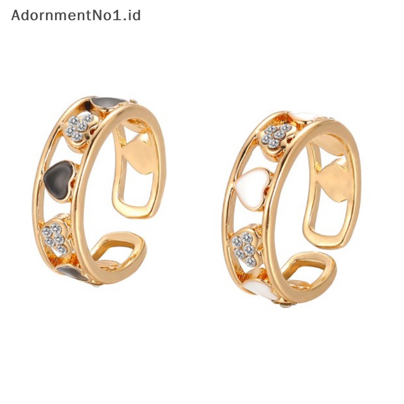 [AdornmentNo1] Fashion cinta hati cincin terbuka geometris cincin untuk wanita gadis melubangi jantung cincin pernikahan Band pesta elegan perhiasan hadiah 1 buah