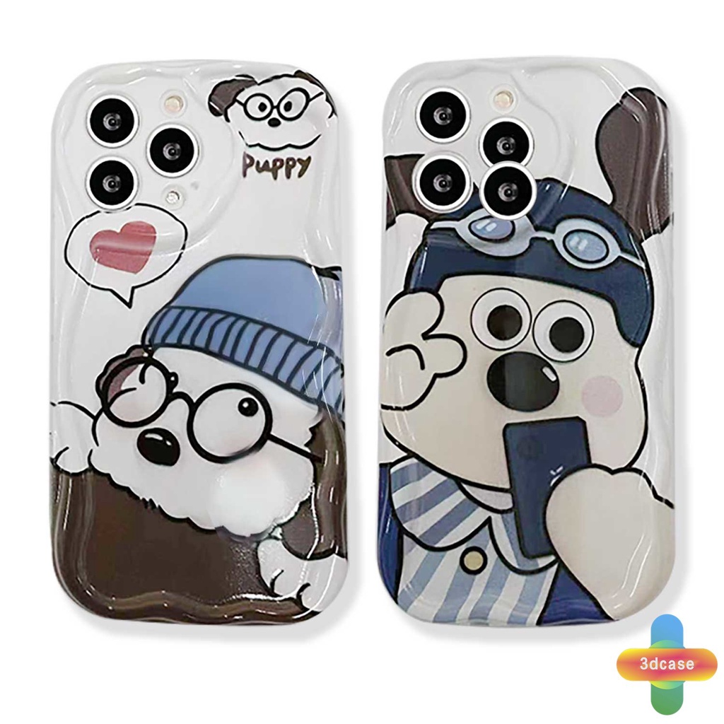 Puppy Lucu Imut Kartun Gromit Dog Couple Case Untuk Realme 10 5S 5 5i 9i C17 7i C11 2021 C55 C21Y C30 C30S C33 C31 C35 C15 C21 C25 C20 C3 C12 C2 C25S C1 C25Y C2 C3i 6i C20A  Narzo 20 10 10A 20A 30A 50i 50A Prime 3D Tepi Bergelombang Melengkung Soft Case