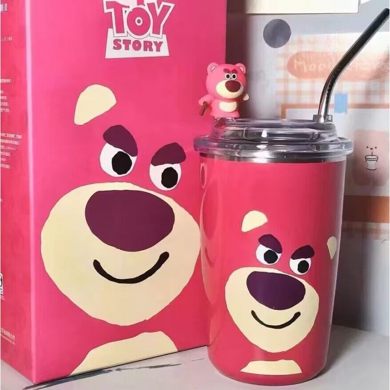 【COD】Strawberry Bear Termos/Strawberry Beruang Botol/Lotso Botol Minum 500ML/Disney Stainless Steel Cangkir Kopi Thermal