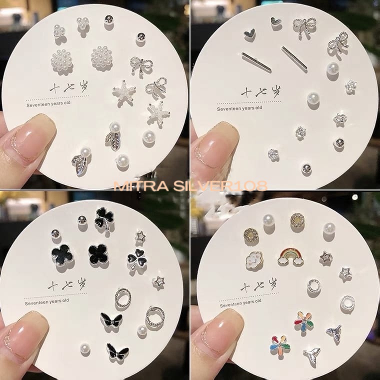 7 Pasang Anting Tindik Tusuk 1 Set Korea Fashion Stud Earrings Korean Style untuk Wanita ER 01