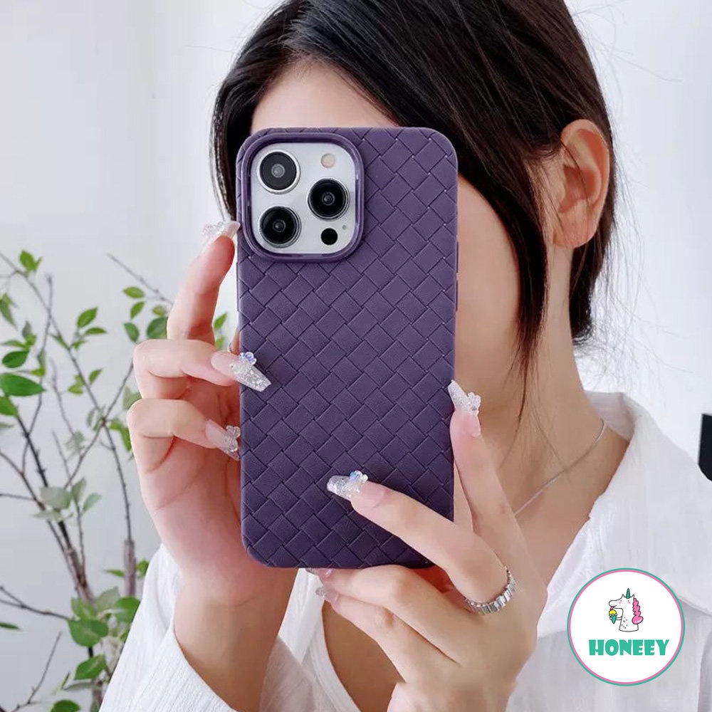 Breathable Woven Pattern Soft Thin Case Compatible for iPhone 14 Pro 13 12 Casing iPhone 11 Pro Max Mesh Shockproof Back Cover