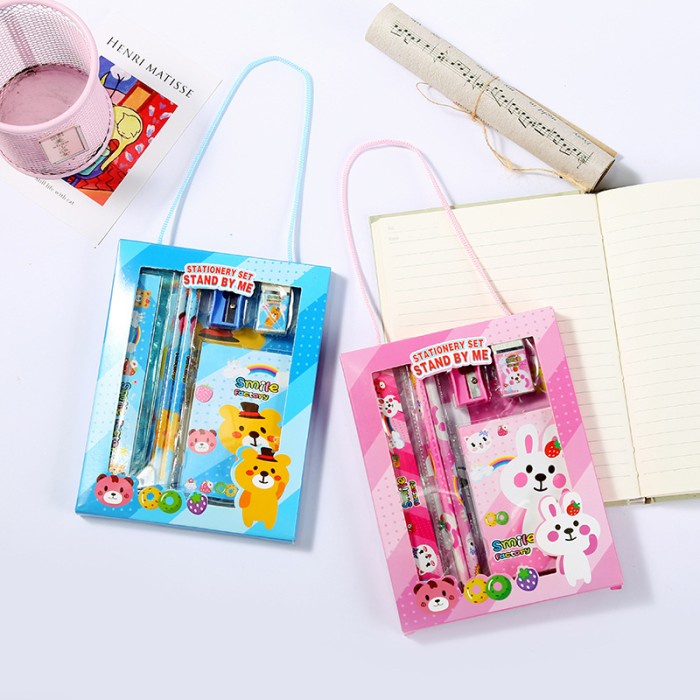 

Set Alat Tulis Sekolah 6 In 1 Pensil Penghapus Penggaris Serutan Motif NF
