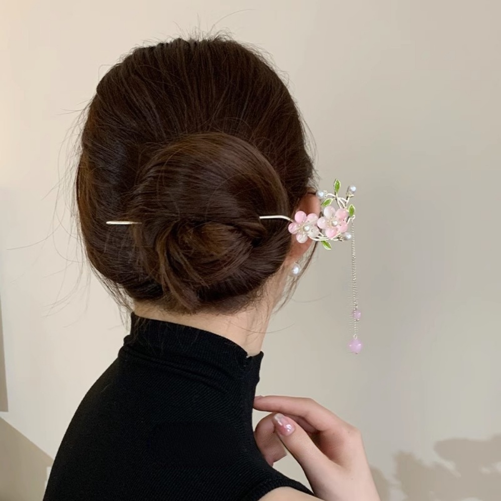 Deartiara Kuno Peach Blossom Rumbai Jepit Rambut Baru Cina Bermutu Tinggi Jepit Rambut Hairpin Hanfu Qipao Hairpin Step Shake Hairpin