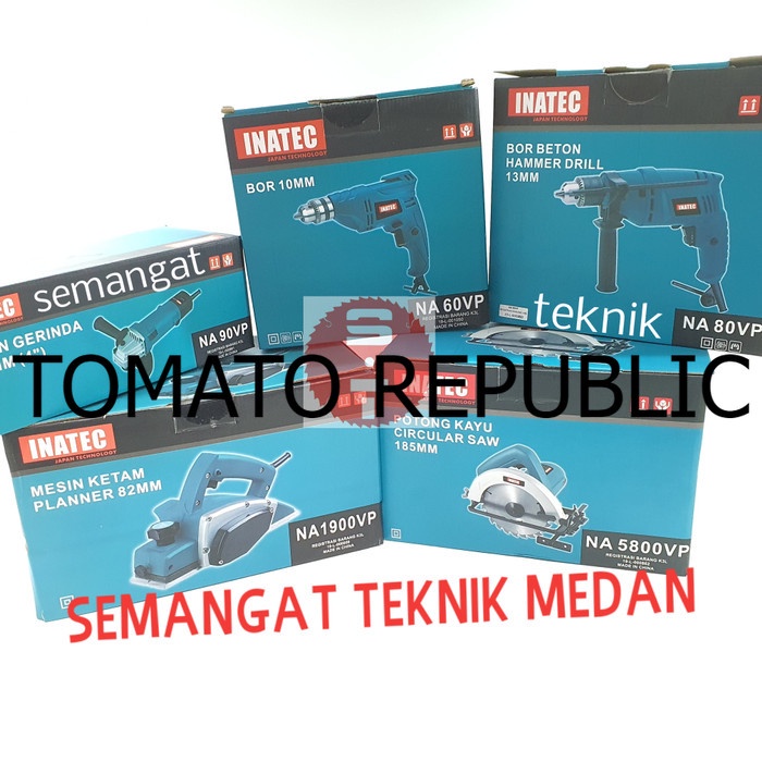 Murah PAKET BOR 10mm BOR 13mm GRENDA 4" PLANER 3" CIRCULAR SAW 7" SET INATEC JKB562