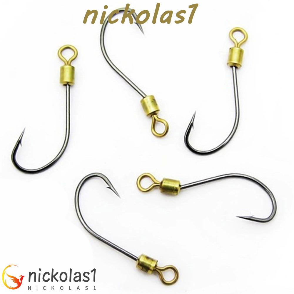 NICKOLAS1 Single Circle Fishhook 5PCS Air Asin Metal Sendok Berduri Lalat Pancing360° Rotating Fishing Hooks Lure Kait Cacing