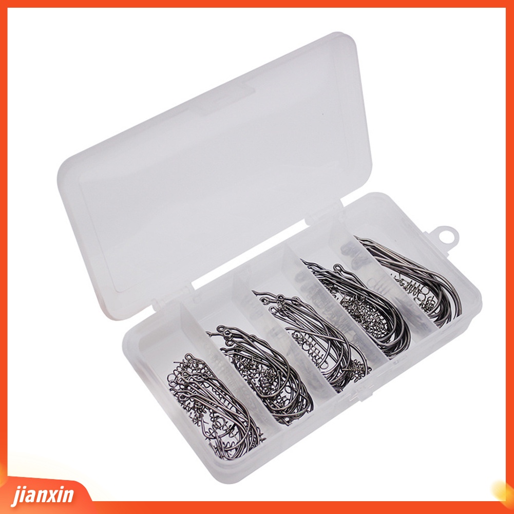 (In Stock) 50Pcs Kait Jig Umpan Lembut Cacing Baja Karbon Tinggi Dengan Pin Twist Spring Lock