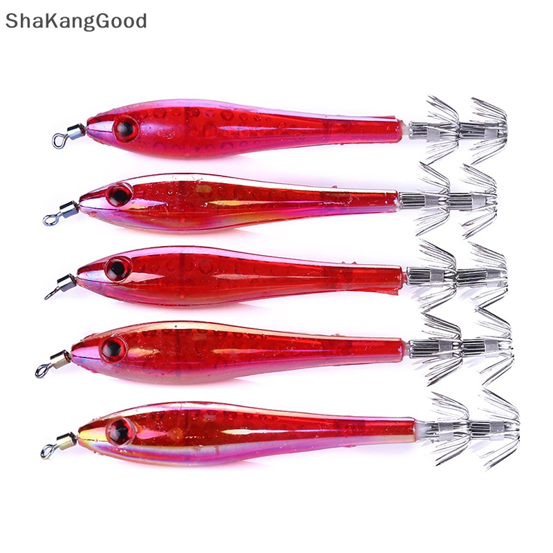 Skid 5pcs /set 9.5cm /6g Noctilucent Umpan Pancing Menangkap Umpan Keras Udang Udang Fishing Tackle Sea Fishing Squid Lures SKK