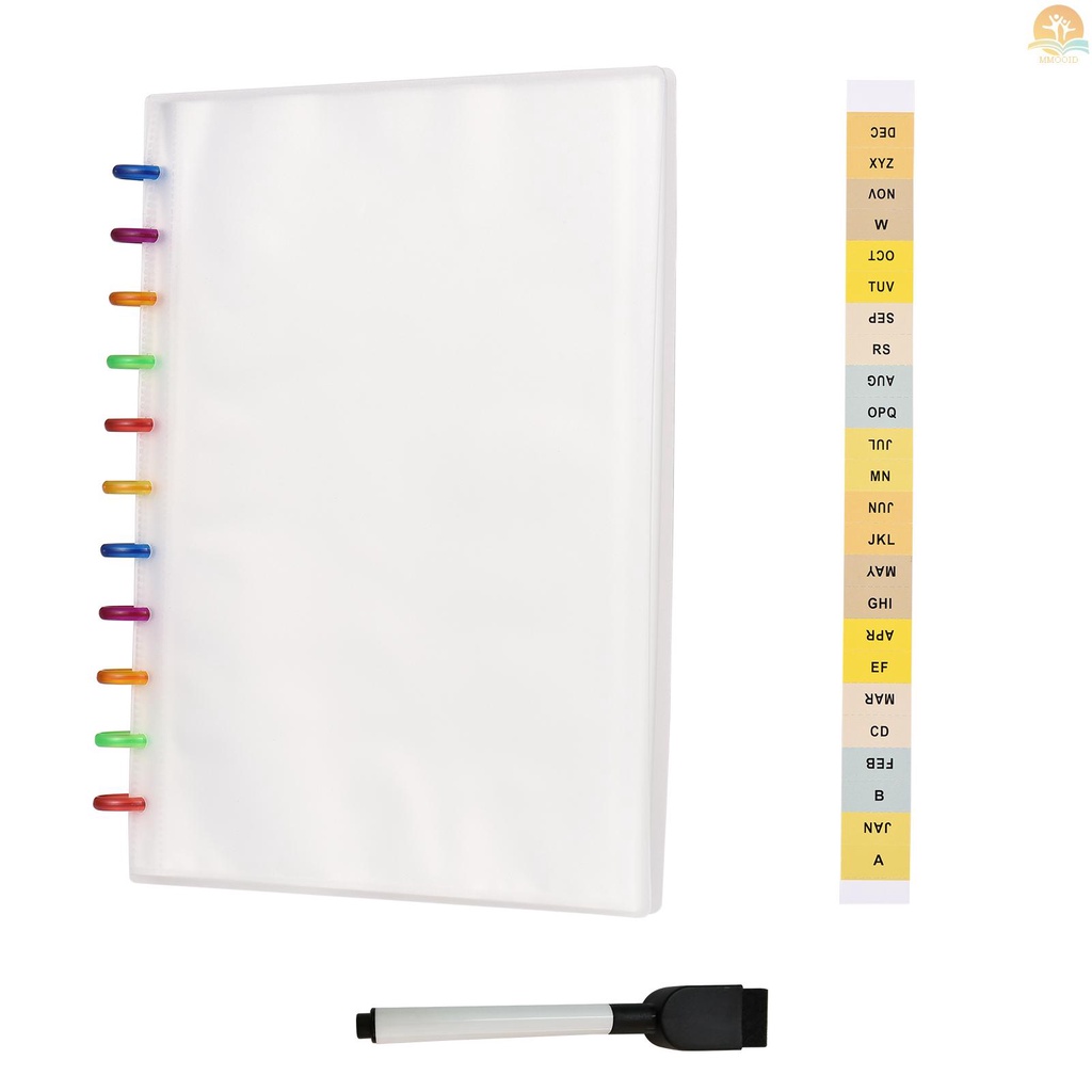 In Stock A4 Folder Dokumen Bening Folder Plastik Dengan Disc Round Buckle Mushroom Hole Kantong Proyek Daun Longgar Plastik 30Sheets Dengan Pena Yang Dapat Dihapus Untuk Pelajar Sekolah Dan Kantor