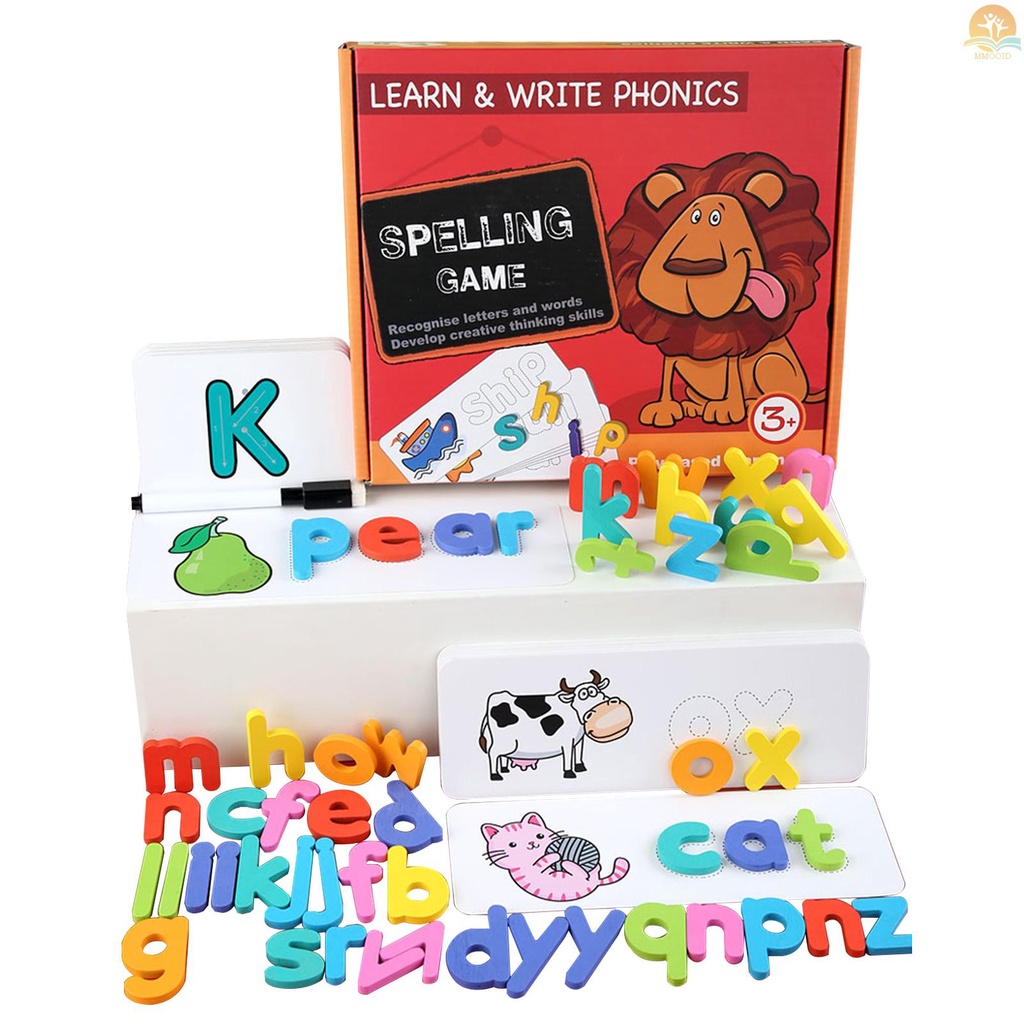 In Stock Ejaan Kayu Kata Permainan Kartu Pengenalan Huruf Puzzle Montessori Tulisan Praktek Tangkai Mainan Edukasi Dini Untuk Usia 4-6th Anak Laki-Laki &amp; Perempuan