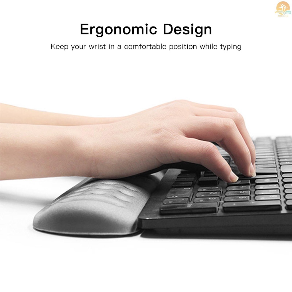 In Stock Alas Istirahat Pergelangan Tangan Keyboard Memory Foam Lembut Dukungan Desain Ergonomis Nyaman Mendukung Dasar Karet Anti Slip Mengetik Mudah Mouse Gaming Pereda Nyeri Pergelangan Tangan Untuk Kantor