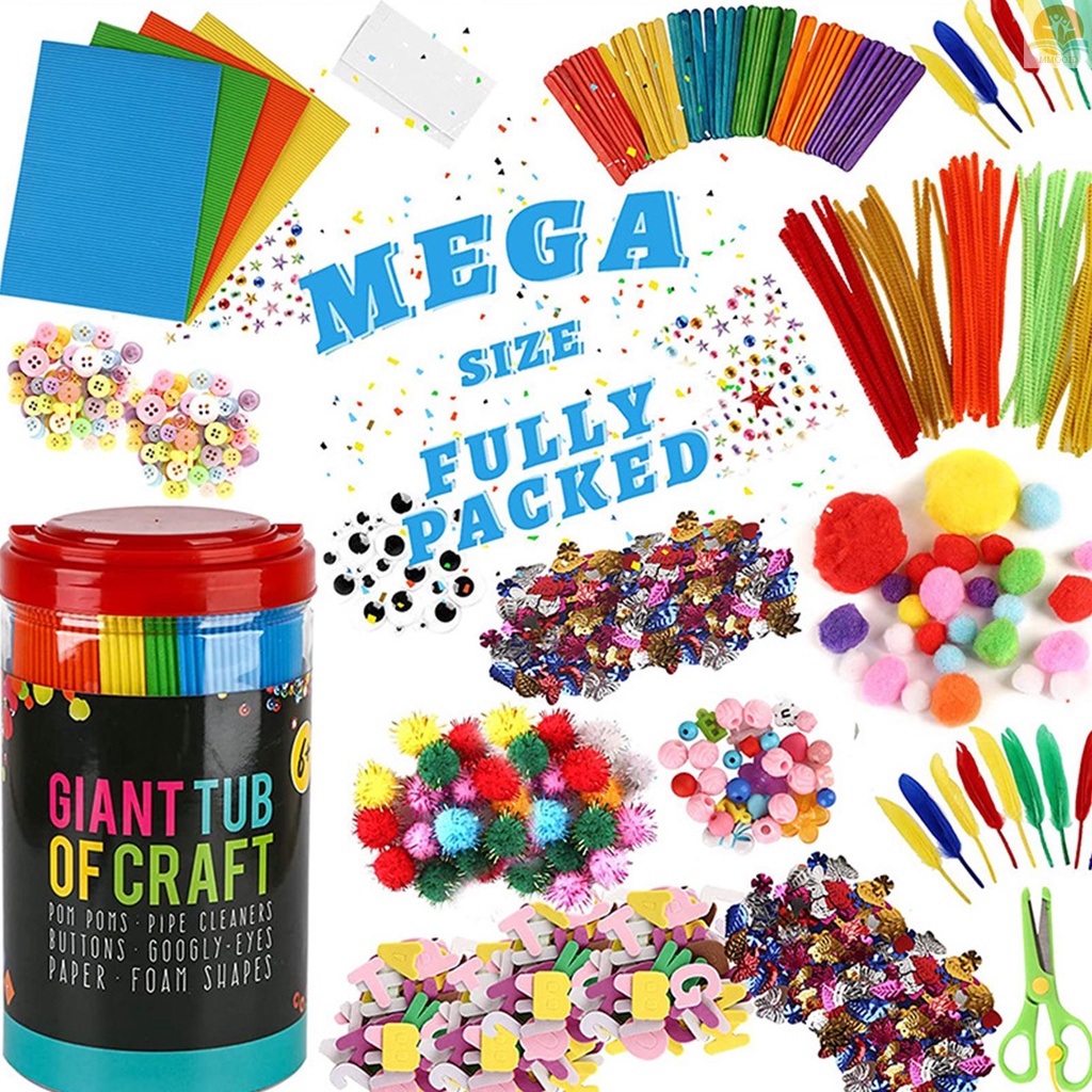 In Stock Handmade DIY Perlengkapan Seni Dan Kerajinan Tangan Kit 500+Piece Set Bahan Aktivitas Dengan Surat EVA Bunga Stiker Es Krim Stik Payet Manik-Manik Gesper Hadiah Edukasi Untuk Stud