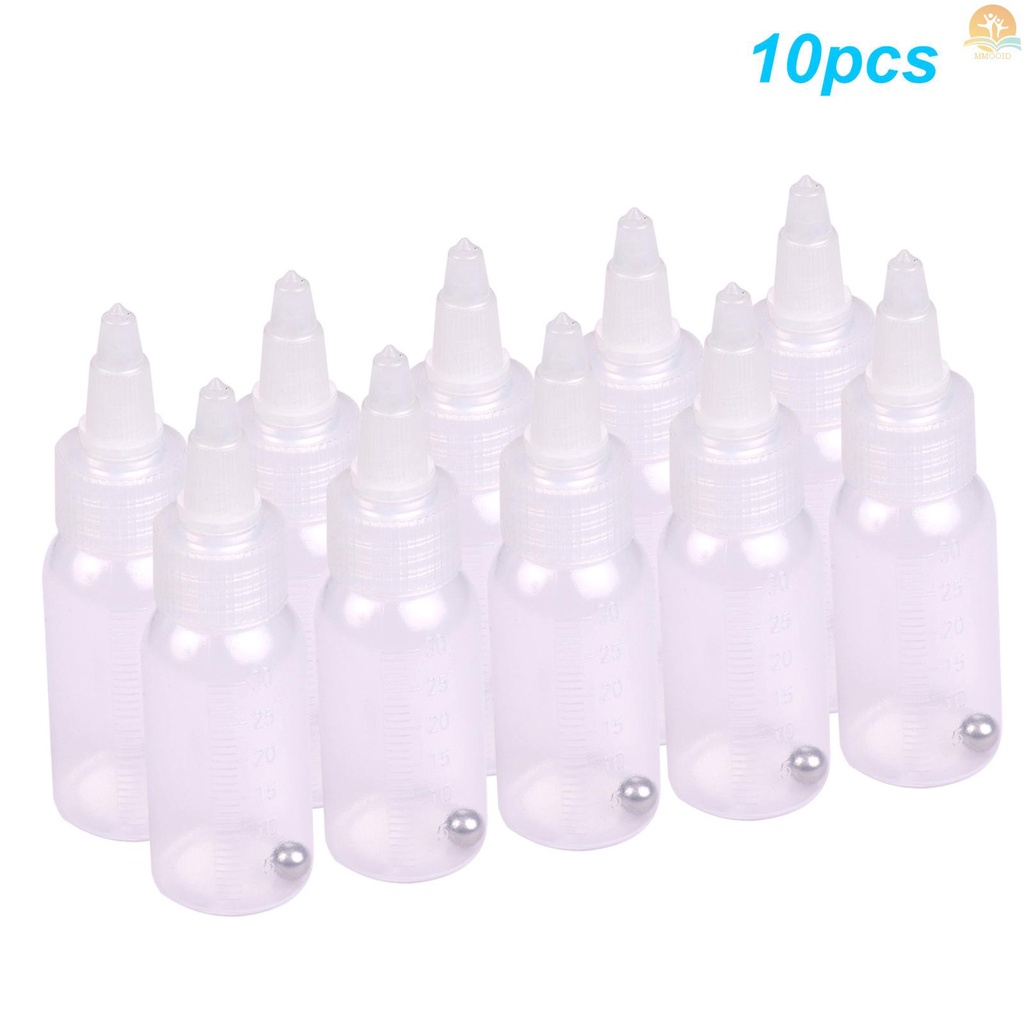 In Stock Kotak 10-Each 1.2-Ounce (35cc) Airbrush Botol Penyimpanan Cat Toples PP Dan Penutup Dengan Garis Skala Anti Bocor Untuk Dual-Action Siphon Feed Air Brush Airbrushing Accesso