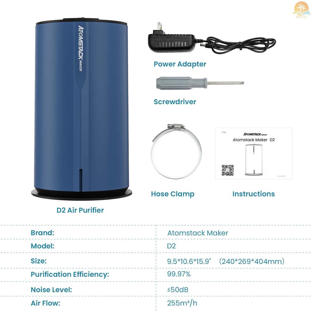 In Stock Atomstack Maker D2 Air Cleaner Laser Engraving Penyerap Asap Dengan 7lapis filter Kadar Filtrasi 99.97% Untuk Semua Atomstack Laser Engraver Kompatibel Dengan Ortur NEJE Xtool