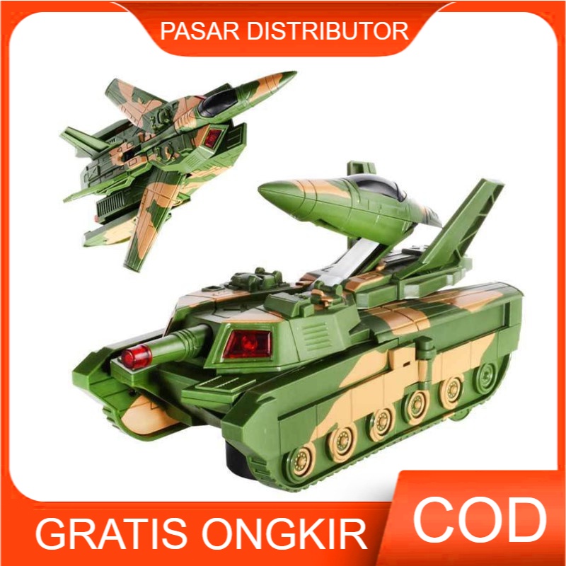 Mainan Anak 2in1 Aircraft &amp; Tank Mainan Mobil Tank &amp; Jet Transformers