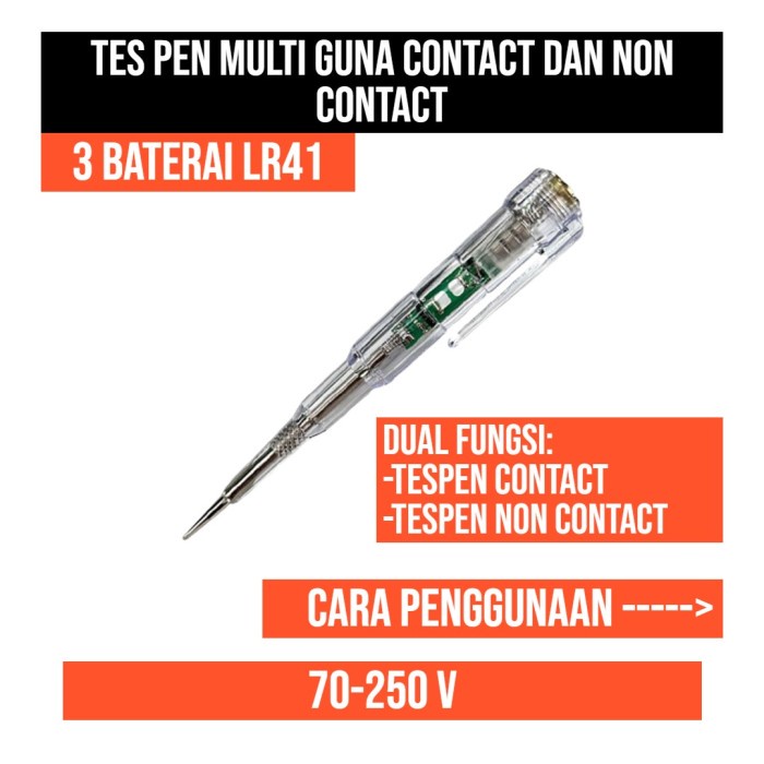 Tespen Non Contact Kontak Dual Tes Pen PLN 220V Test Listrik Obeng