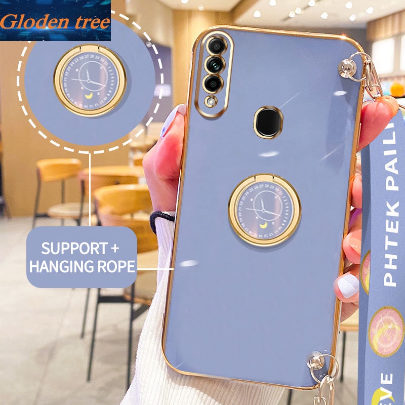 Gloden tree Phone Case Untuk OPPO A31 2020 A8 Casing Original Dengan Jam Standand Lanyard