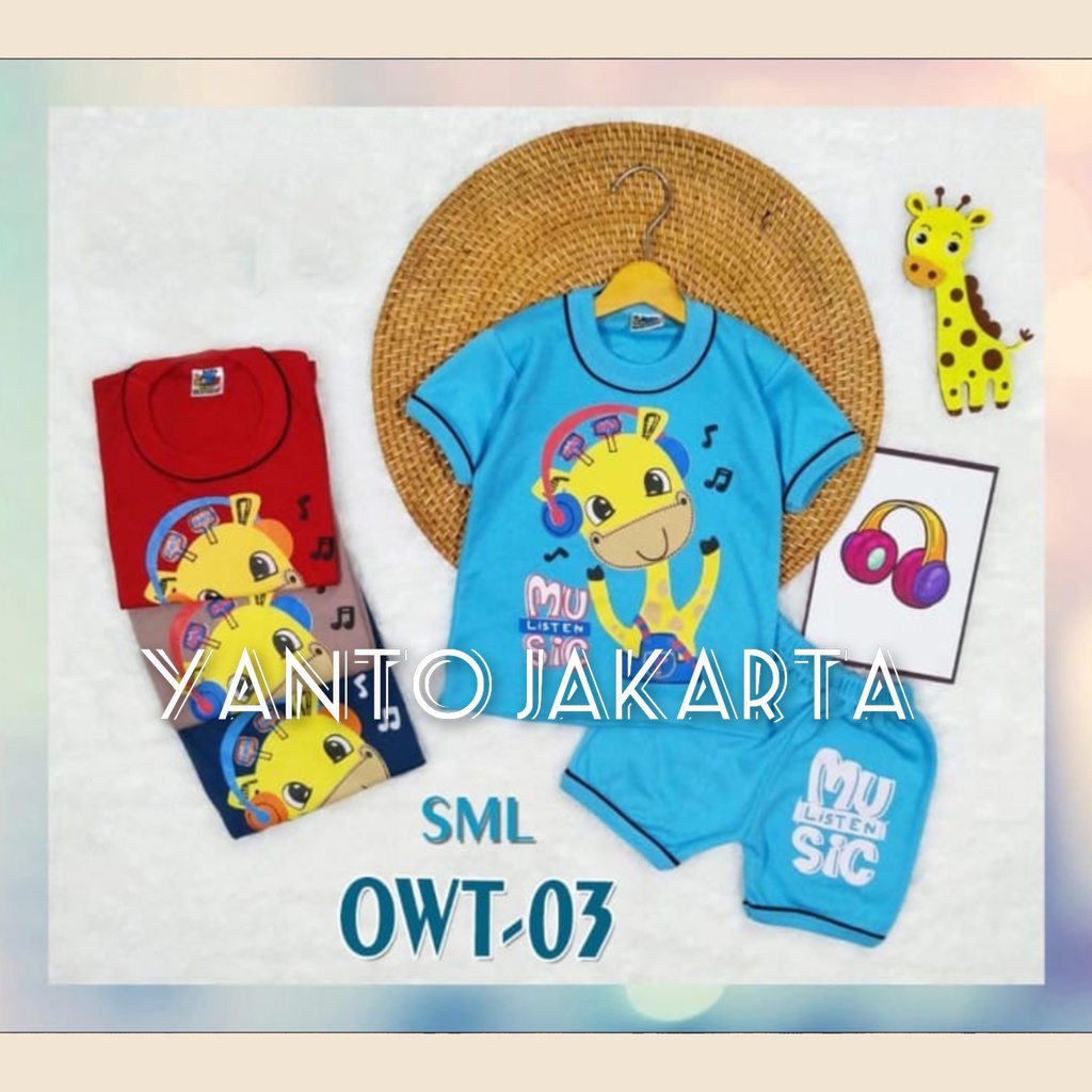 BAJU ANAK LAKI LAKI JERAPAH MUSIC SETELAN UMUR 1-2 TAHUN