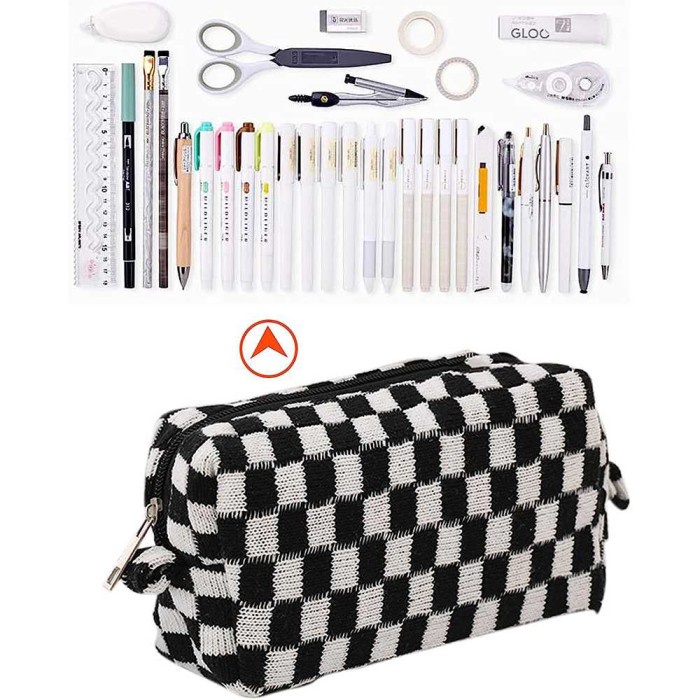

MKKK Tempat Pensil Make Up Cosmetic Toiletry Bag Pouch Checkerboard CB-19