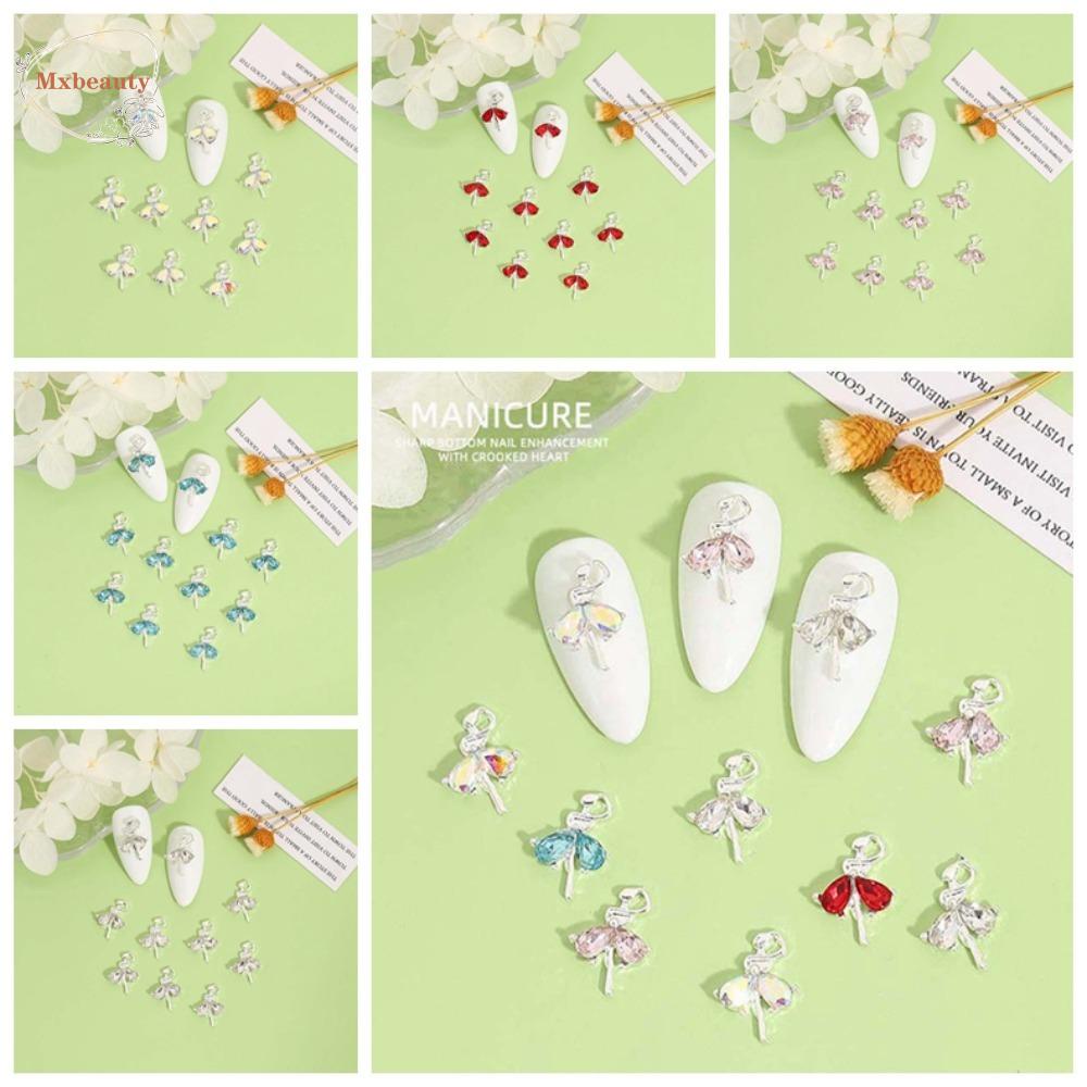 MXBEAUTY 10pcs /set Aksesoris Kuku Gadis Balet, Bahan Manicure Ballet Girl Nail Decoration, Perlengkapan Kuku Alloy Warna-Warni Aneka Warna Untuk Lady/Girls