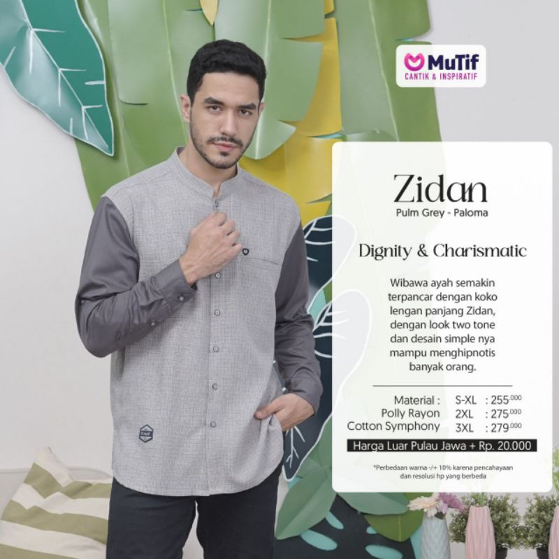 Koko Dewasa Mutif Zidan Plum Grey Kemeja Koko Lengan Panjang