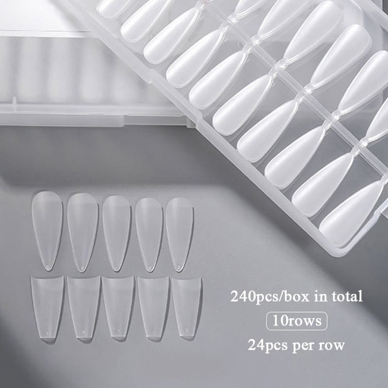 240pcs /Box Ekstensi Cepat Cetakan Kuku Tips Jari Penuh Penutup Bentuk Kuku UV Gel Polish Alat Manicure Tool Extension Tool