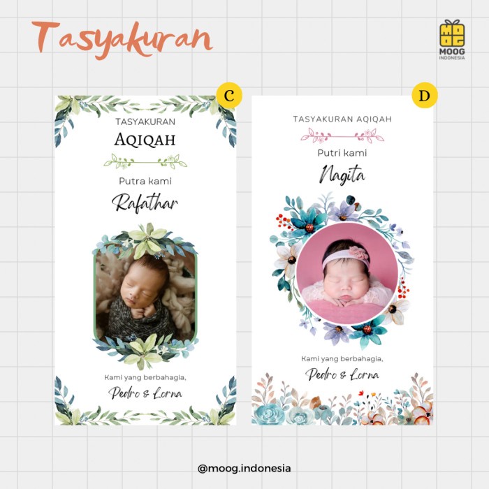 KARTU / STIKER AQIQAH / Tasyakuran Aqiqah - Sticker Kartu - Sticker, Request Tema