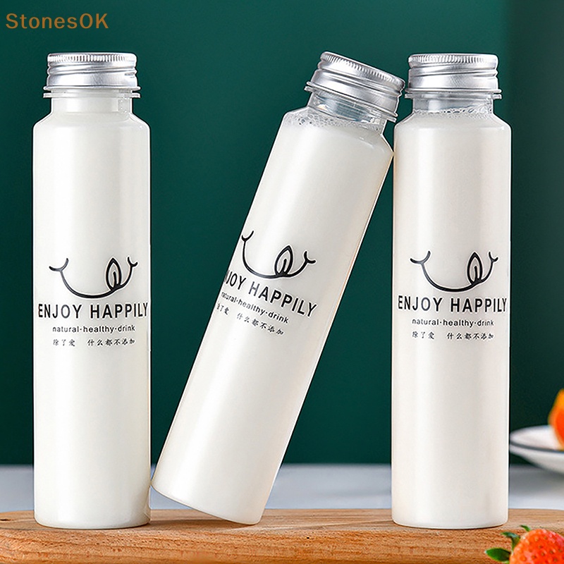 Stones 1Pc 350ml PET Gelas Teh Susu Lucu Dengan Tutup Round Bottle Cup Minuman Tea Candy Storage Jar Perlengkapan Dekorasi Pesta ID