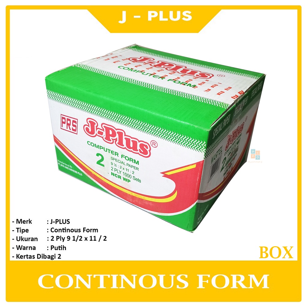 

J-PLUS - Continous Form 2 Ply 9 1/2 x 11 K2/2 Ncr Kertas Komputer - Box