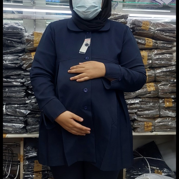 New Promo COD seragam pns wanita hamil - pemda - pemda tua - biru dongker -abu tua - Biru dongker, M
