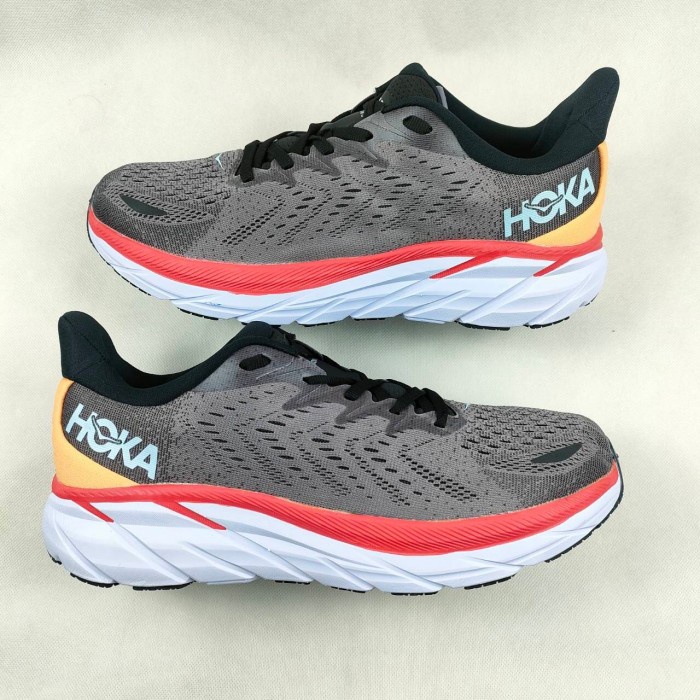 Sepatu Running Hoka Clifton 8 Wide Grey