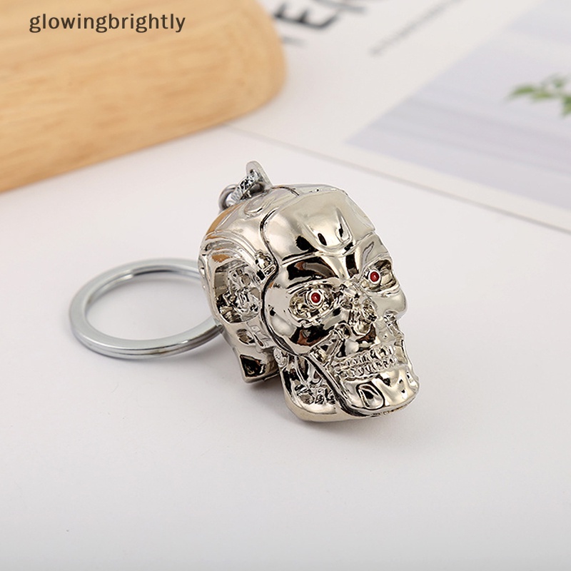 [glowingbrightly] Vintage Charm Terminator Skull Head Keychain Fashion Liontin keyring Kunci Mobil TFX