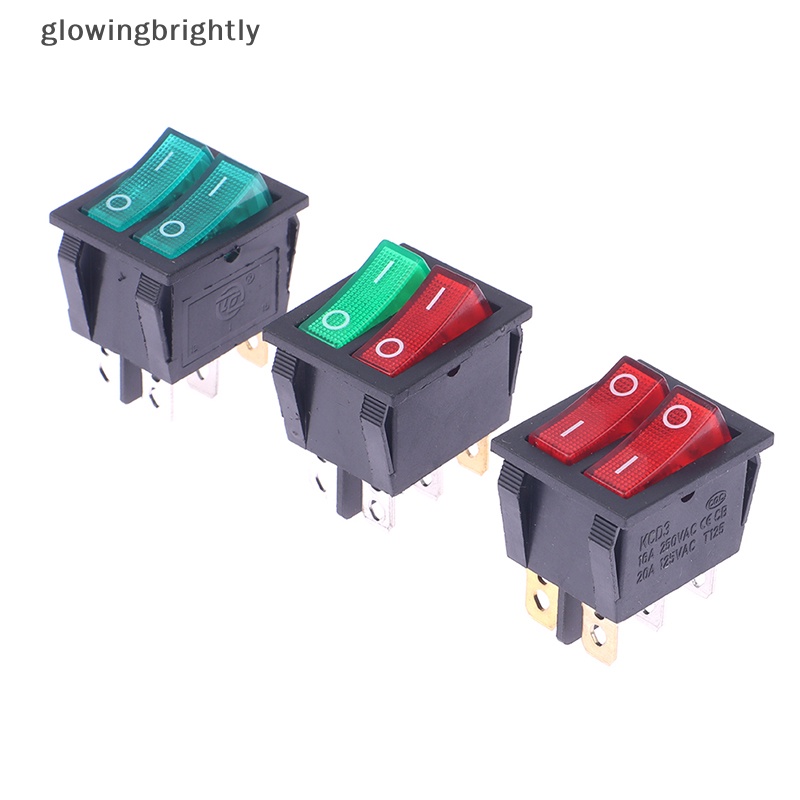 [glowingbrightly] Kcd4 KCD6 4/6PIN Saklar Lampu Ganda Rocker Switch ON-OFF Saklar Listrik Kapal TFX