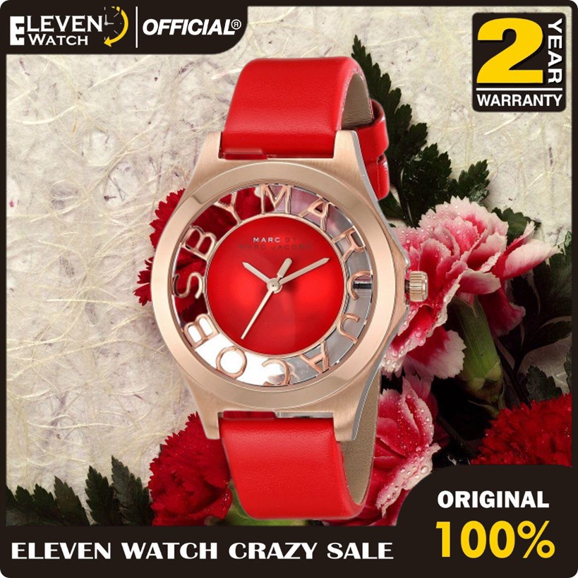 [Promo] Jam Tangan Wanita Marc Jacobs MBM1338 / MBM 1338 Henry Red Cut-out Dial Rose Gold Ion-plated