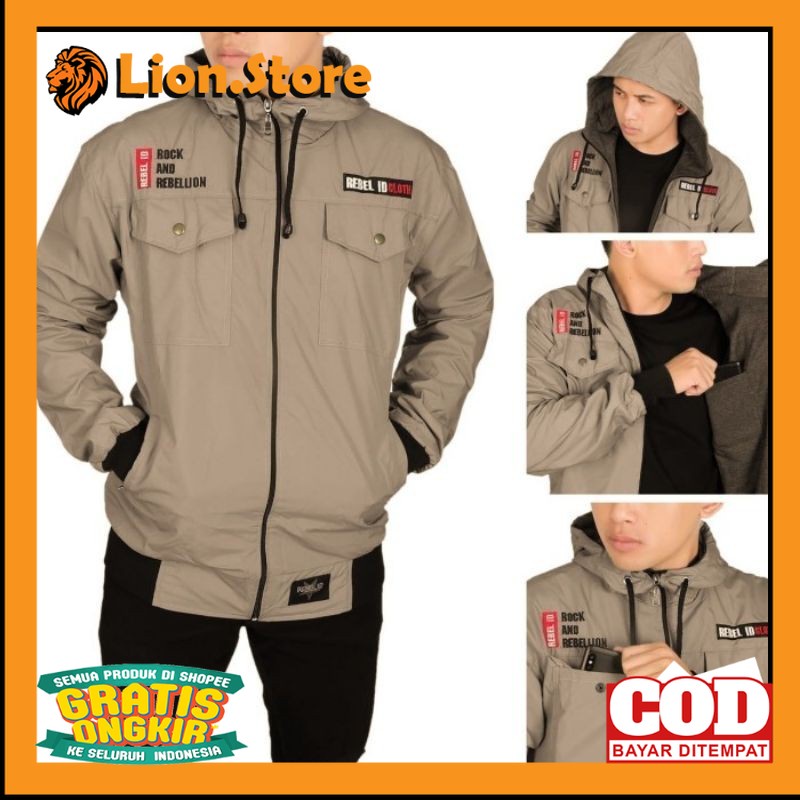 PARASUT JAKET OUTFIT KEREN TRENDY /Jaket Parasut Pria Waterproof Anti Air Original Rebel id Bisa bol