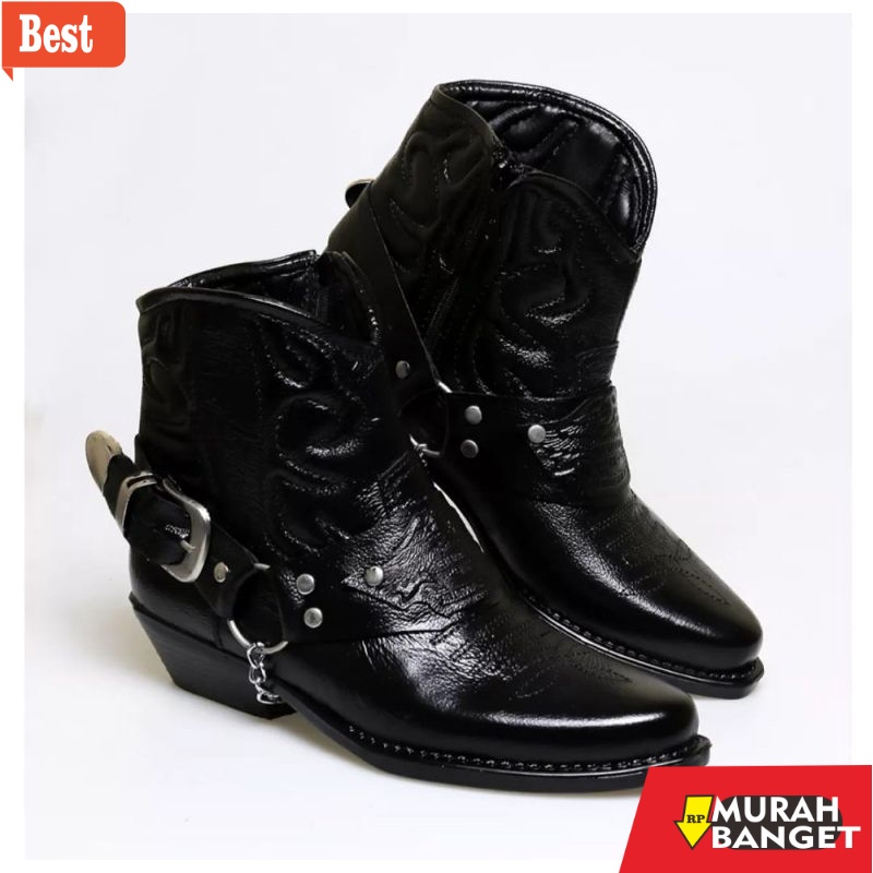 Boot pria terbaru- SEPATU JANGGEL JUNGGEL BOOTS KOBOY BAIKERS KULIT ASLI ORIGINAL BSM SOGA BNN 280