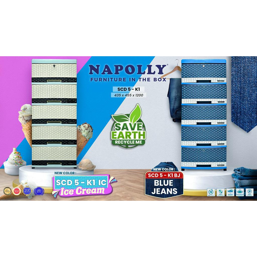 RB RAK LACI CABINET NAPOLLY 4 susun 5 susun warna warni Contan BB 400 K1 FC RODA / SRS 5 AK1 / BB